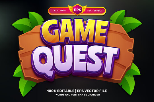 game quest 3D logo mock up template Editable text Effect Style