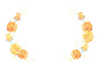 父の日の黄色いバラの花のベクターイラストフレーム背景(art,flower,bloom,father,dad,daddy)