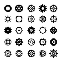 Collection of retro gear icon. Vector vintage transmission cogwheels and gears. Can be used for industrial, technical, mechanical and steampunk design. EPS8 