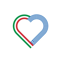 friendship concept. heart ribbon icon of italy and greece flags. vector illustration isolated on white background