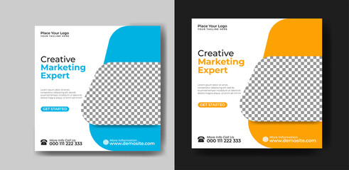 Social media post design template for professional digital marketing. Creative online advertising social media post templates.