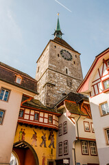 Aarau, Obertor, Obertorturm, Graben, Rathausgasse, Altstadt, Altstadthäuser, historische Gassen,...