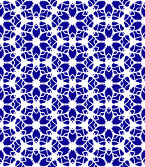 Blue flower seamless pattern. Geometric ornament. High quality illustration.