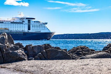 Naklejka premium cruise ship in the sea, Oslofjord, Huk, Bygdøy, Oslo, Norway
