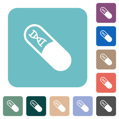 Medicine with dna molecule rounded square flat icons