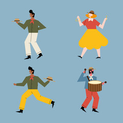 fiesta junina happy characters