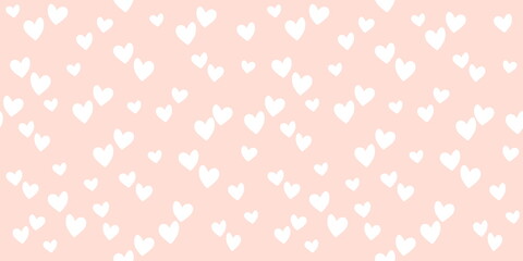 Pink white seamless pattern of hearts vector background, drawing of hearts shape 