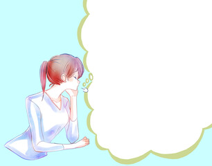 考え事をしている女性　溜息