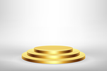 Golden winners podium on light gray background for business concepts, podium object. Vector illustration