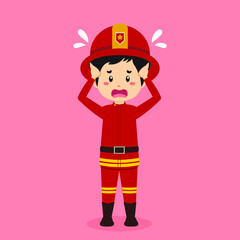 Stock Vector Confused Firefighters Man