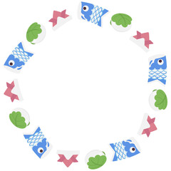 鯉のぼりの円形フレーム　ポップ