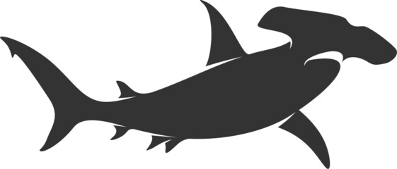 Hammerhead Shark Silhouette. Isolated Vector Animal Template for Logo Company, Icon, Symbol etc  - obrazy, fototapety, plakaty