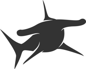 Hammerhead Shark Silhouette. Isolated Vector Animal Template for Logo Company, Icon, Symbol etc  - obrazy, fototapety, plakaty
