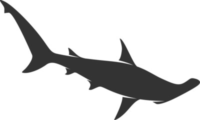 Hammerhead Shark Silhouette. Isolated Vector Animal Template for Logo Company, Icon, Symbol etc 