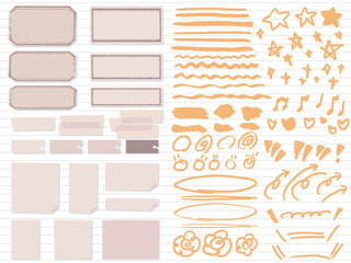 見出し素材と手描きの蛍光ペンで描いたライン　 Hand drawn