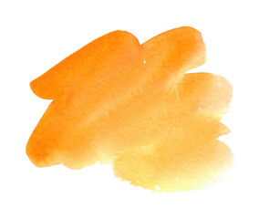 Orange watercolor shape. Abstract background for text or logo isolated on white