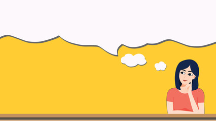 woman thinking with speech bubbles concept of paper art style vector
