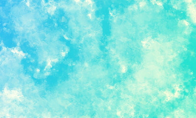 Abstract background pattern with strong color contrasts in blue and turquoise with aquarelles 