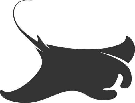 Manta Ray Silhouette. Isolated Vector Animal Template for Logo Company, Icon, Symbol etc 
