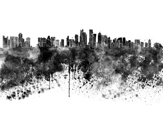 Fototapeta premium Doha skyline in watercolor