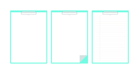 Simple clip, document, clipboard, paper, note binder frame illustration set.