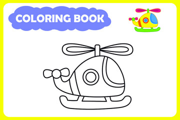 template for children's coloring book. color example. vector illustration of helicopter