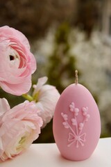 Easter eggs shaped candles. Soy wax blend hand-poured candles for easter decoration