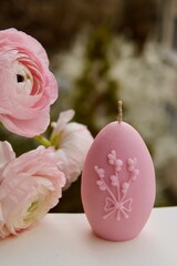 Easter eggs shaped candles. Soy wax blend hand-poured candles for easter decoration