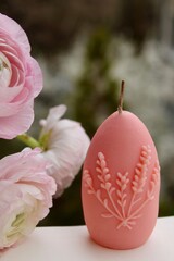 Easter eggs shaped candles. Soy wax blend hand-poured candles for easter decoration