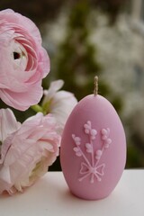 Easter eggs shaped candles. Soy wax blend hand-poured candles for easter decoration