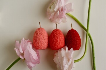 Easter eggs shaped candles. Soy wax blend hand-poured candles for easter decoration
