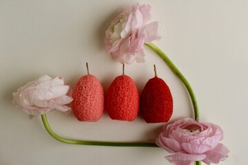 Easter eggs shaped candles. Soy wax blend hand-poured candles for easter decoration