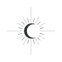 Crescent contour icon for tattoo