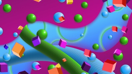 Abstract colorful 3D line object background. 3D rendered modern background illustration. 
