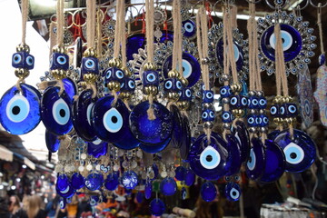 Evil eye ornaments for sale at the market 