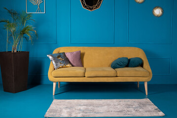 Luxury living room in house with modern interior design,