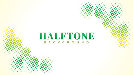 Halftone Background Design Template with Editable Text Style. Abstract Dots Pattern in Foliage Color Gradient