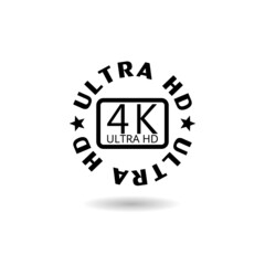 4k Ultra HD icon with shadow