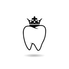 Obraz premium Crown on tooth icon with shadow