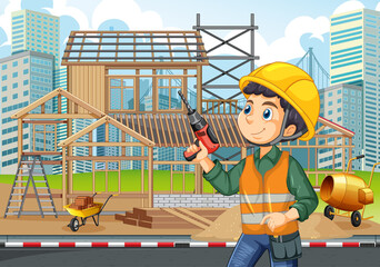 Obraz na płótnie Canvas Building construction site background