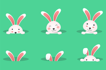 Cute easter bunny illustration collection