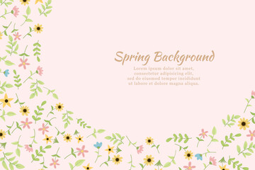 Hand drawn spring wildflower background