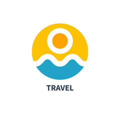 Obraz premium Minimal sun and sea gemetric logo