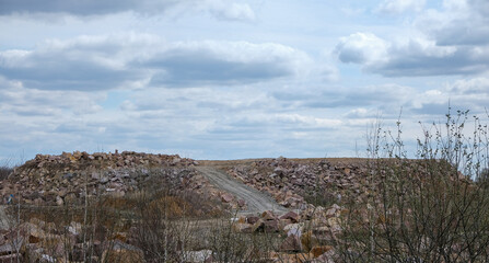 Quarry with mining and stone production.