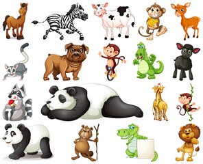 Fototapeta premium Set of animal cartoon character
