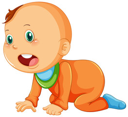 Cute baby crawling cartoon character