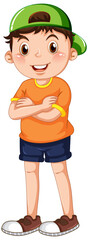 Cute boy cartoon character on white background