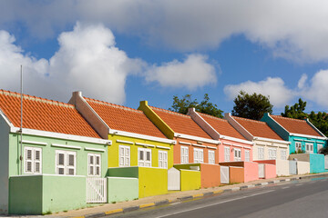 Row of colorful houses at Willemstad, Curaçao