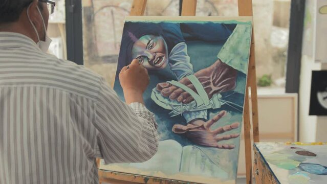 Artist paints powerful picture of Taliban rule in Afghanistan oppressing girls