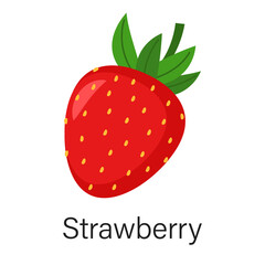 Ripe strawberry isolated on white background. Vector illustration in flat style